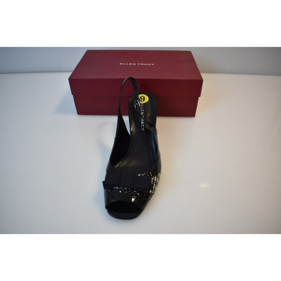 Ellen Tracy Checkered Platform Heels Square Toe Size 9 New ET-Jillian 2 Bow - Picture 3 of 10